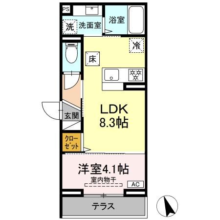 D paina 上平間Ⅱ 203号室 間取り