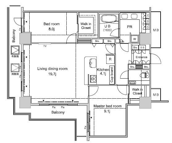 パシフィックロイヤルコートみなとみらいアーバンタワー 2208号室 間取り