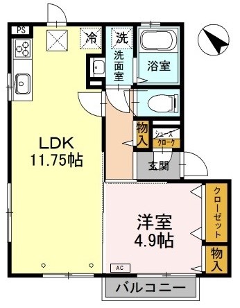 クリエール四谷 102号室 間取り