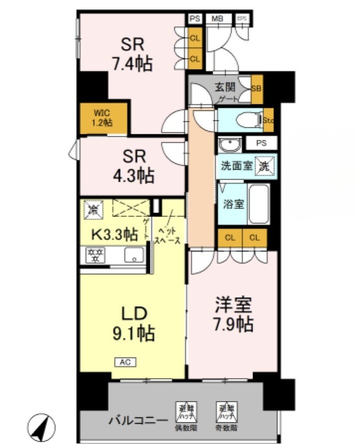 リーラ横浜川和町 401号室 間取り