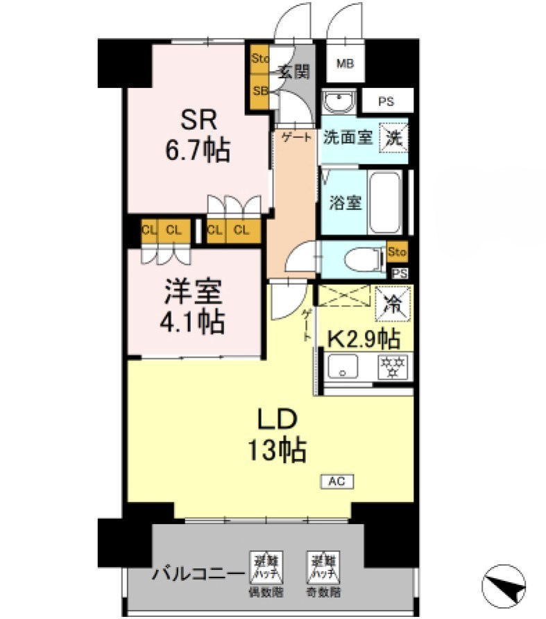 リーラ横浜川和町 407号室 間取り