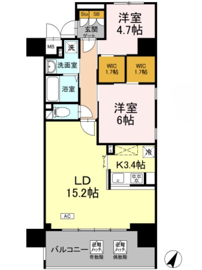 リーラ横浜川和町 506号室 間取り