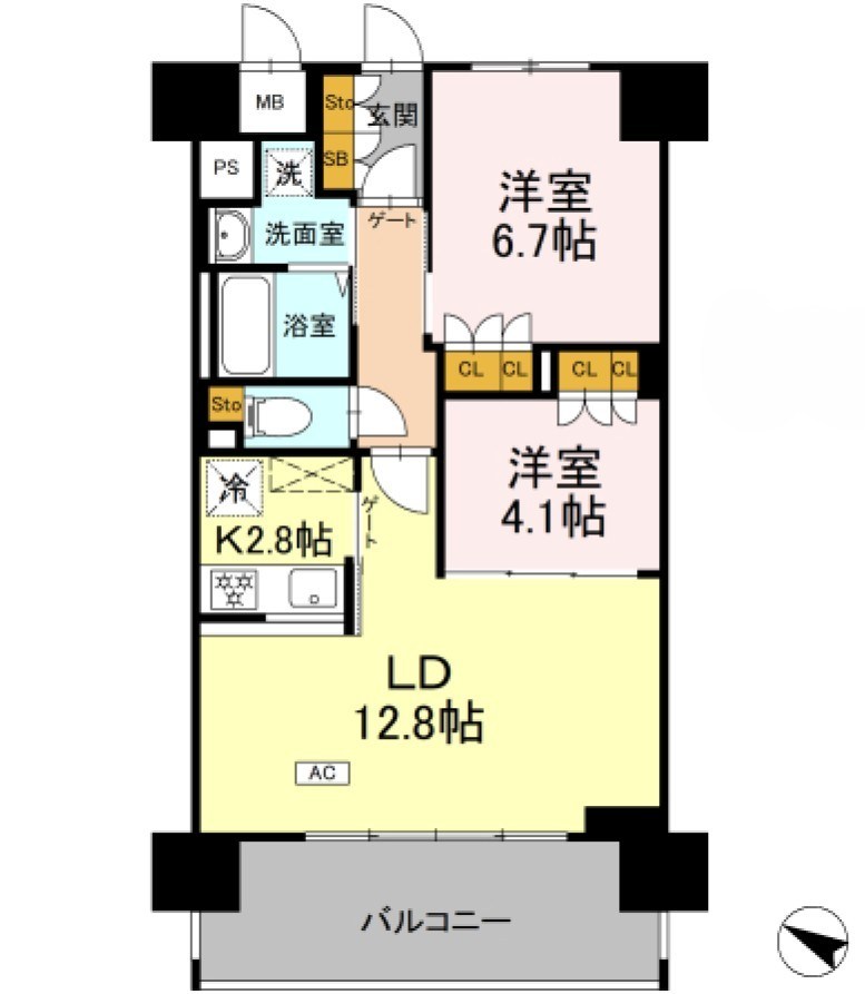リーラ横浜川和町 607号室 間取り