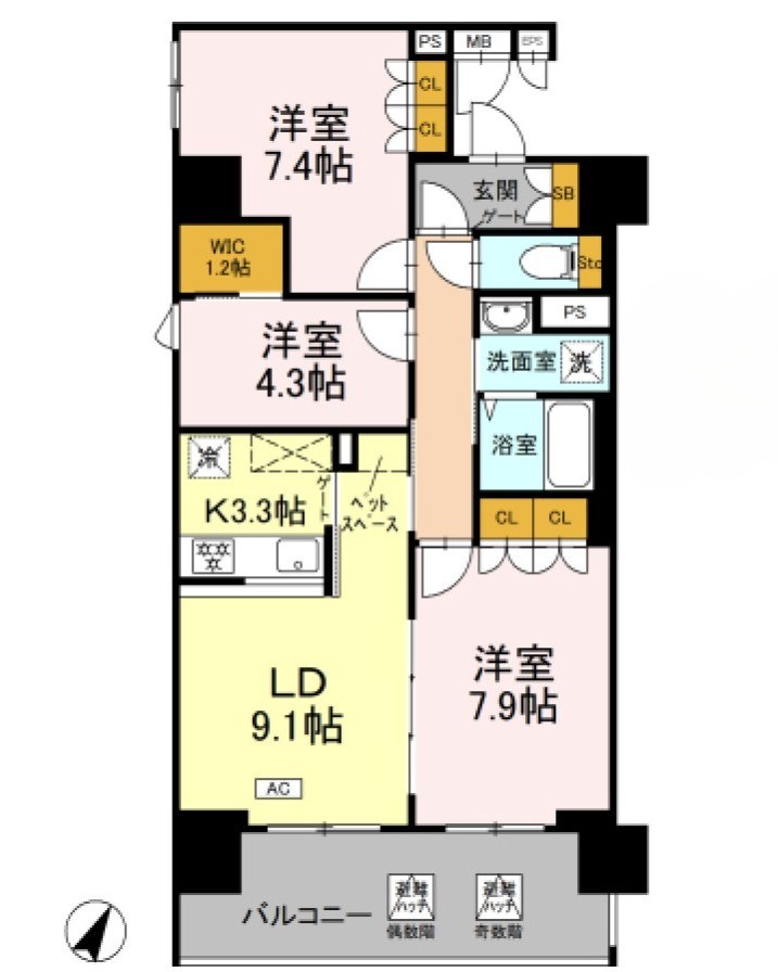 リーラ横浜川和町 801号室 間取り
