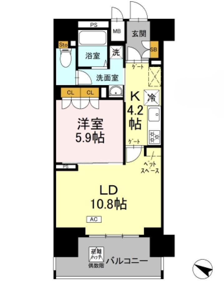 リーラ横浜川和町 213号室 間取り