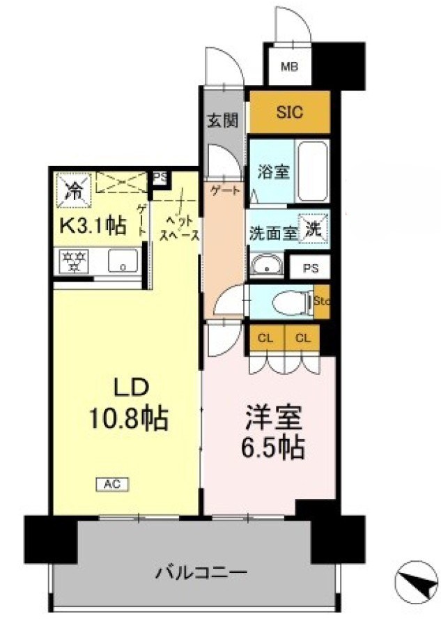リーラ横浜川和町 708号室 間取り