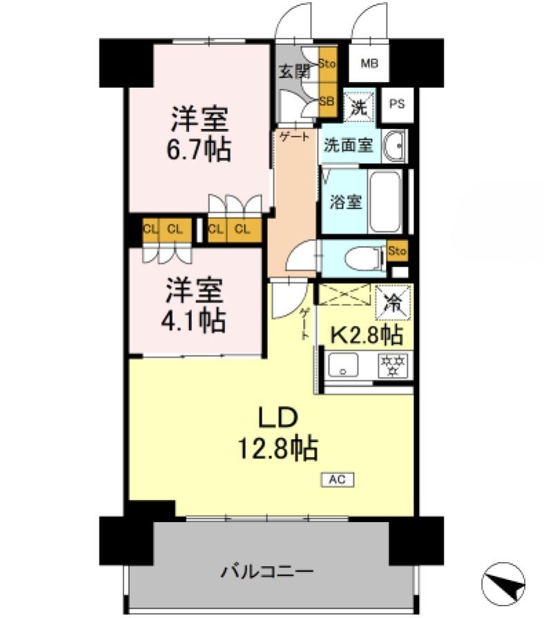 リーラ横浜川和町 208号室 間取り