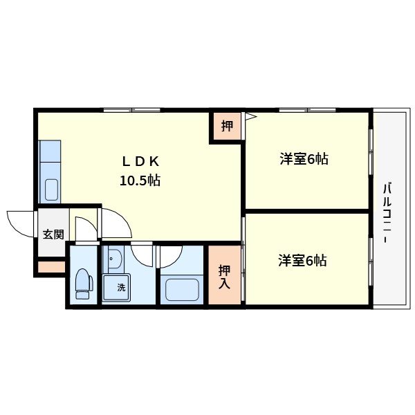 グランドール東寺尾  401号室 間取り