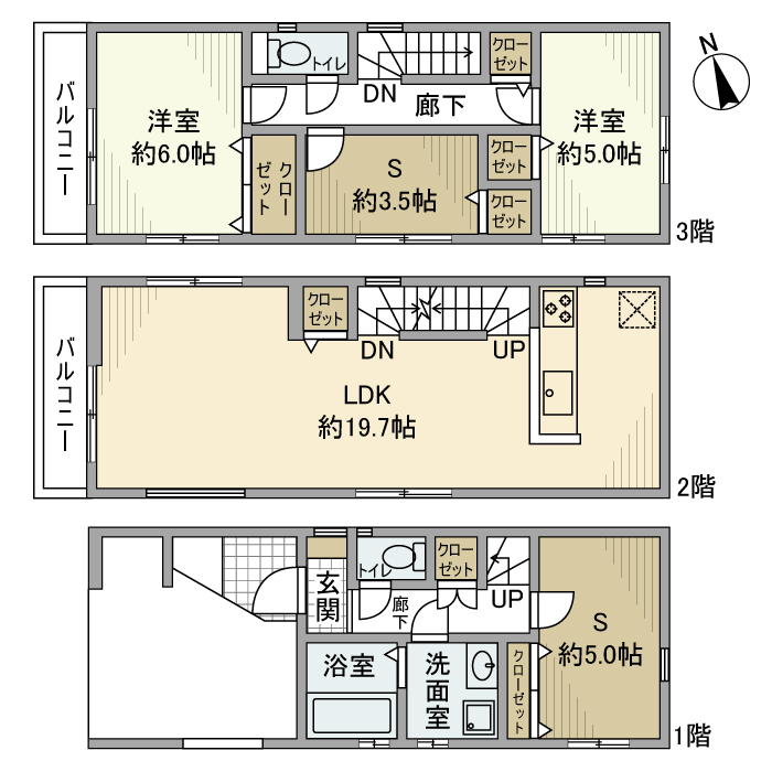 下野谷町戸建 間取り図