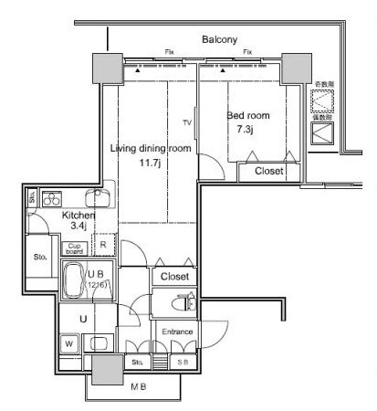 パシフィックロイヤルコートみなとみらいオーシャンタワー  1206号室 間取り