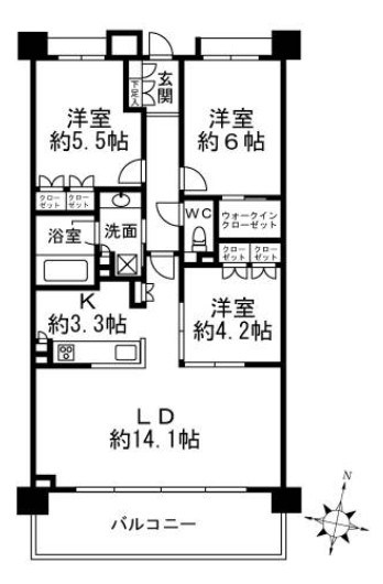 クリオ横浜杉田 309号室 間取り