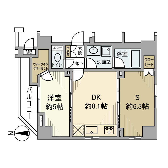 シーズクロノス蒲田 1001号室 間取り