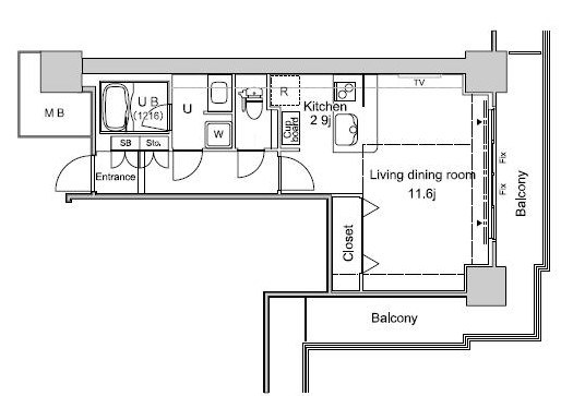パシフィックロイヤルコートみなとみらいアーバンタワー 1318号室 間取り