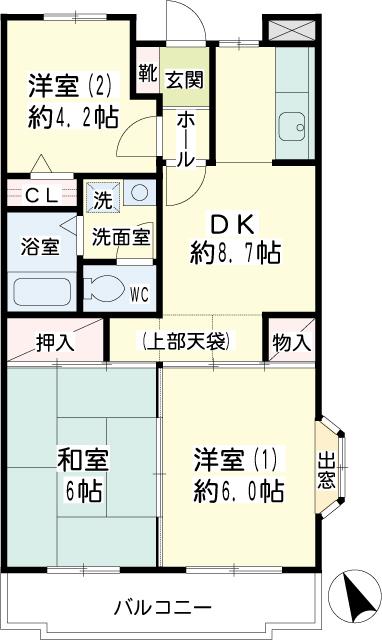 ピボアンヌ北寺尾Ａ棟 00307号室 間取り