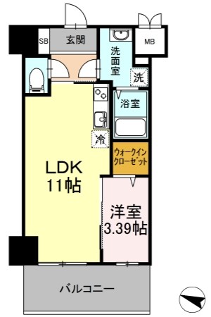 Ｇｒａｎ　Ｃｒａｂ 802号室 間取り