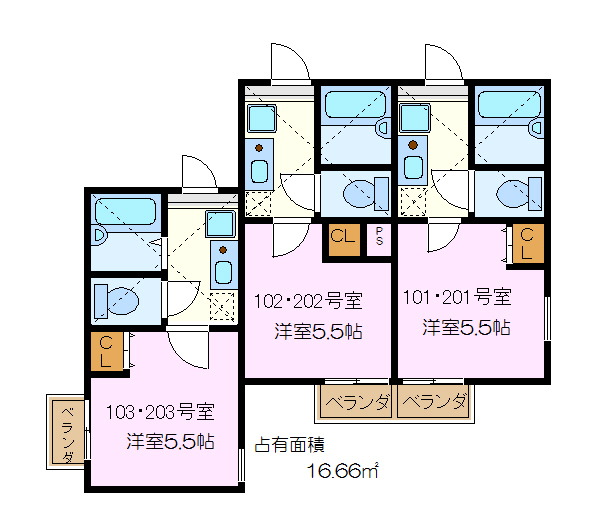 プランドール 202号室 間取り