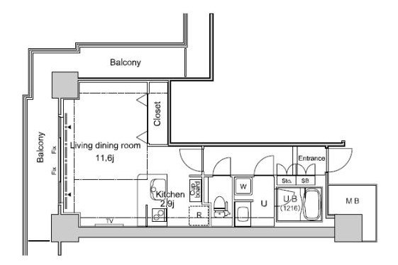 パシフィックロイヤルコートみなとみらいオーシャンタワー  1301号室 間取り