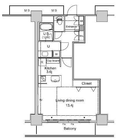 パシフィックロイヤルコートみなとみらいアーバンタワー 1015号室 間取り
