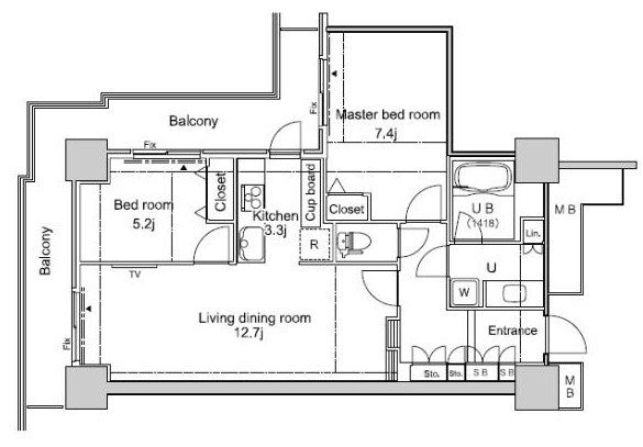 パシフィックロイヤルコートみなとみらいオーシャンタワー  2401号室 間取り
