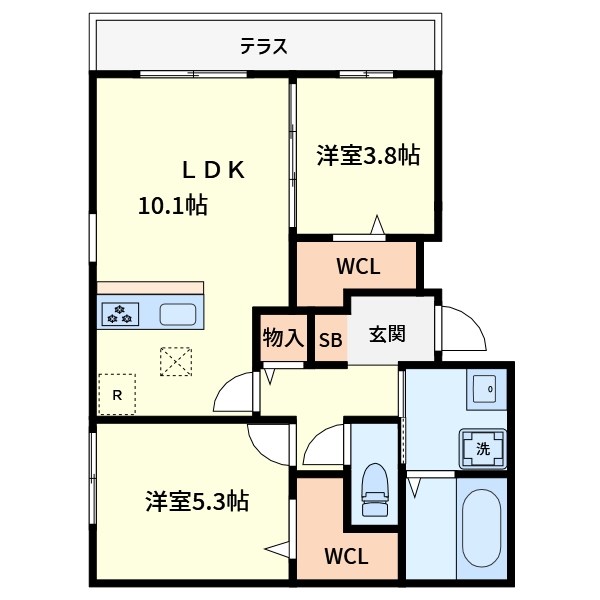 Flecha de sol 102号室 間取り