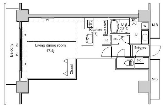パシフィックロイヤルコートみなとみらいアーバンタワー 1709号室 間取り