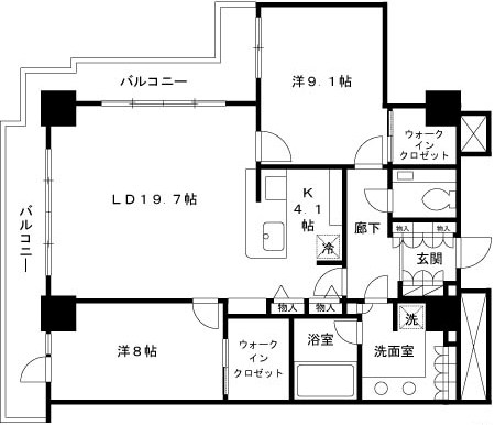 パシフィックロイヤルコートみなとみらいオーシャンタワー  2008号室 間取り