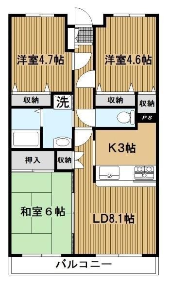 カームコート八景島 306号室 間取り