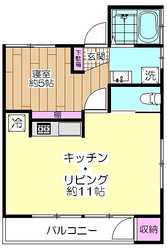 ワカミヤハイツ 2-B号室 間取り