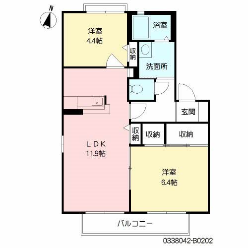 ディアス茶屋の原　B棟 間取り