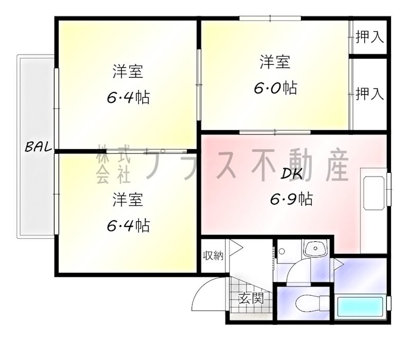 アーバンコーポ遠賀野　D棟 間取り