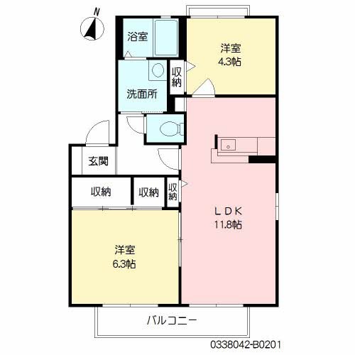 ディアス茶屋の原　B棟 間取り
