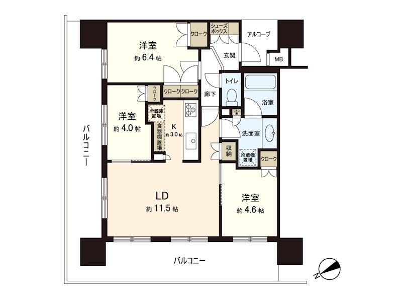 パーク・ホームズ横濱磯子 504号室 間取り