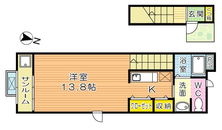 ヴィラタカハマ 201号室 間取り