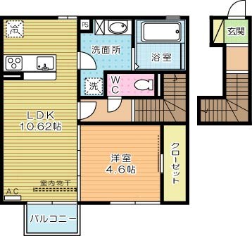 D-room片野新町 202号室 間取り