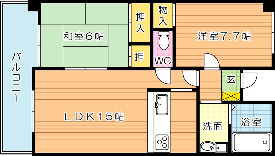 グランビュー華 202号室 間取り