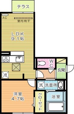 D-room城野 101号室 間取り
