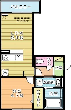 D-room城野 201号室 間取り