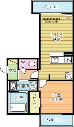 D-room城野 203号室 間取り