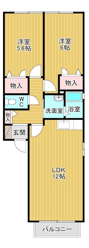 メゾンエムロード　Ｆ棟  102号室 間取り