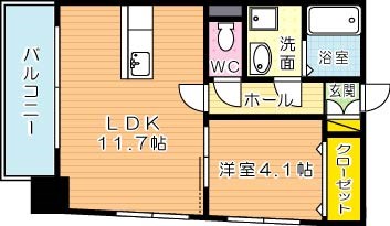 ERIOS COURT中津口(エリオスコート中津口)  1105号室 間取り