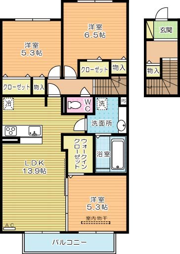 D-rooｍ城野駅　A棟 203号室 間取り