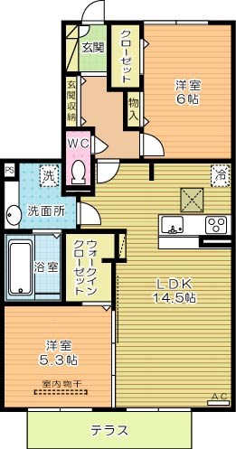 D-rooｍ城野駅　A棟 102号室 間取り