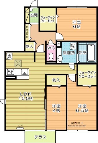 D-rooｍ城野駅　Ｃ棟 102号室 間取り