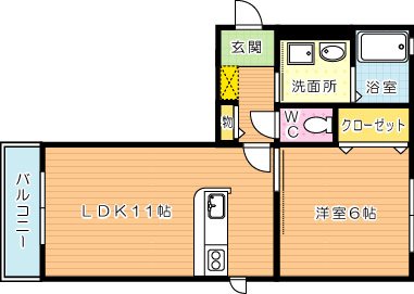 コンフォール 203号室 間取り