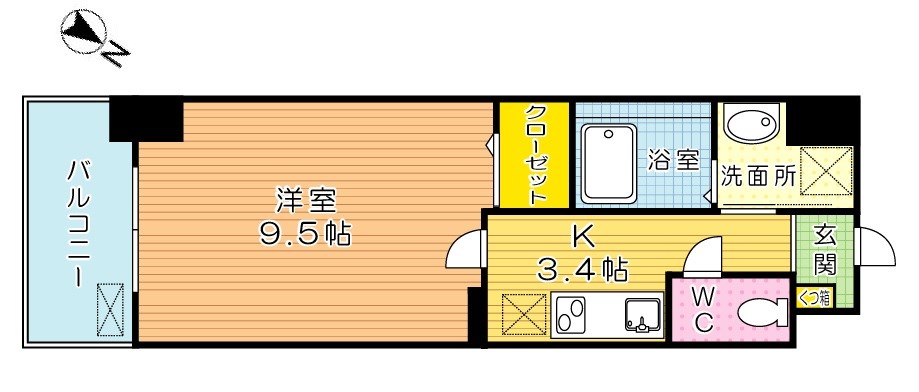 エヴァーグリーンQ  407号室 間取り