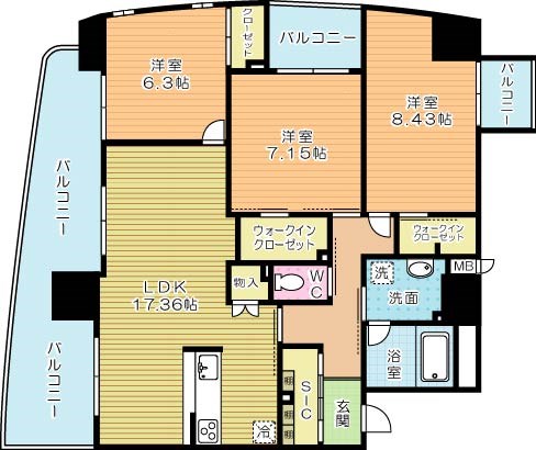 ラフィーネ上葛原 1302号室 間取り