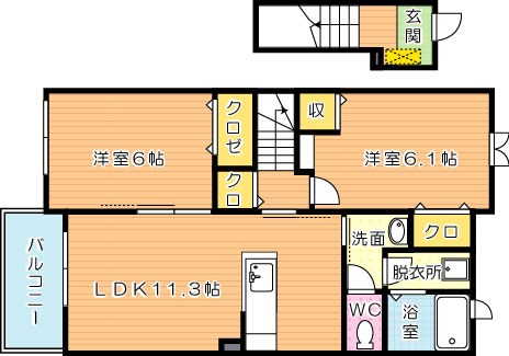 ラッフィナートカーサＢ棟 間取り図