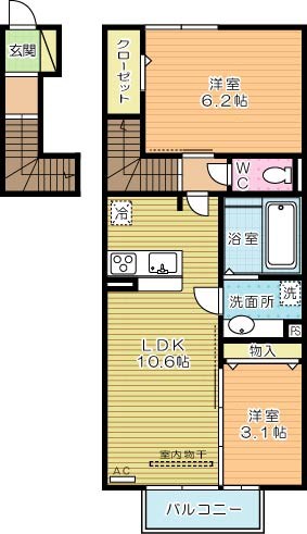 D-room横沼 202号室 間取り