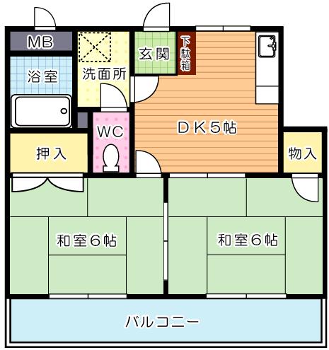 シャトレ穴生Ⅱ 103号室 間取り