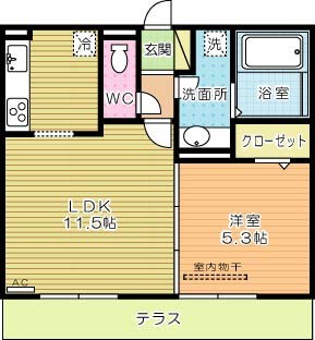 Polonia　Kokura-kita（ポロニアコクラキタ） 102号室 間取り